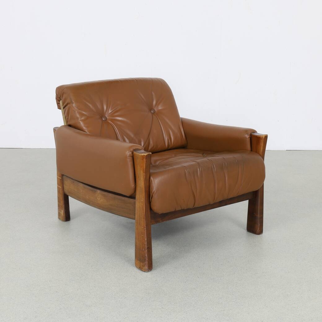 Brazilian Leather Lounge Chair, 1970s