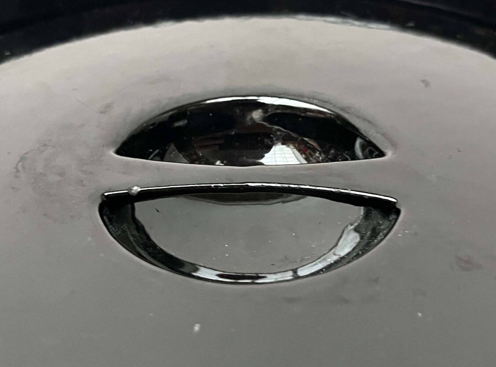 Black enamelled cast iron pot with a teak handle in mid-century style by Timo Sarpaneva for Rosenlew of Finland, 1960s.