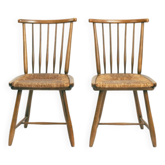 Wsk chair by Arno Lambrecht, 1950s in straw wicker and beech