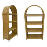Paire de petites bibliothèques italiennes en bambou, années 1970