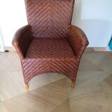 Woven rattan armchair, 1980s