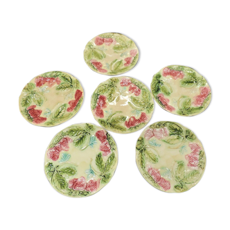 Set of six old slurry dessert plates