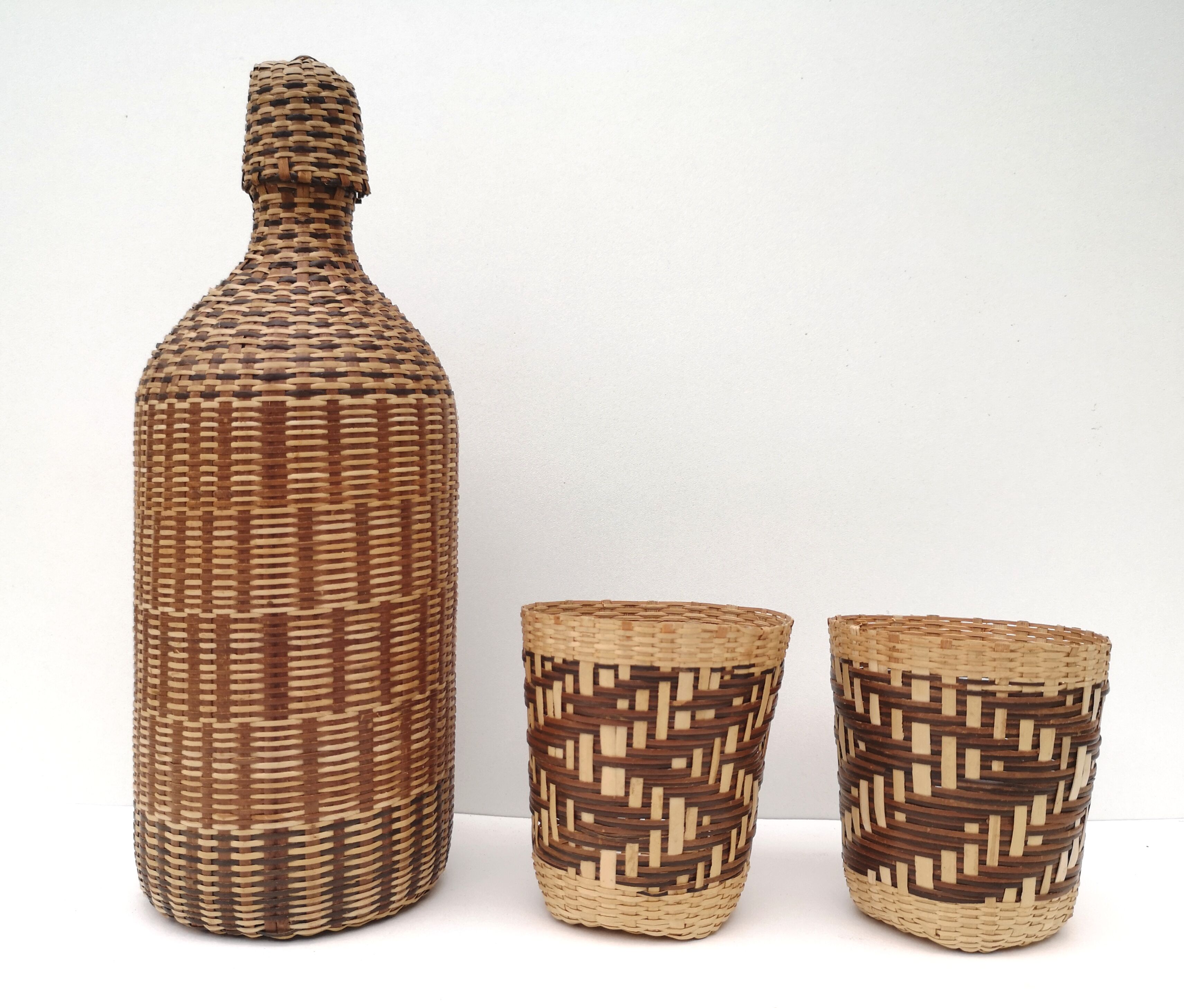 Vintage bottle in braided straw