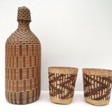 Vintage bottle in braided straw