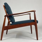 Mid-century teak armchair easy chair reupholstered 60s vintage