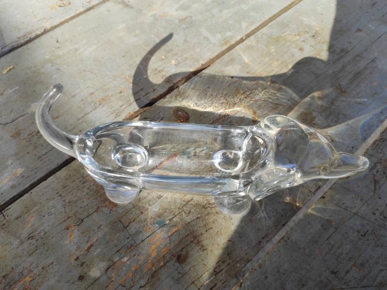 Crystal art dachshund dog tray Vannes Le Chatel