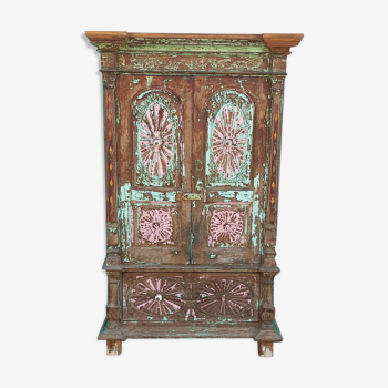 Ancienne armoire en bois - 2 portes et 1 tiroir
