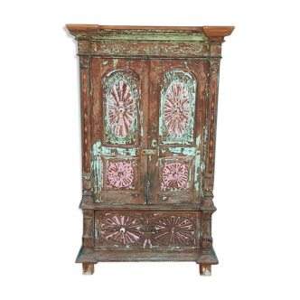 Ancienne armoire en bois - 2 portes et 1 tiroir