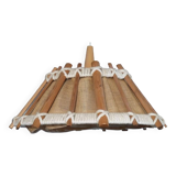 Vintage pendant lamp in wood and canvas 1970