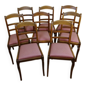 superbe série de 8 chaises style Empire/Restauration en merisier massif