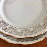 8 white and gold porcelain dessert plates