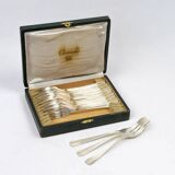 Christofle – 12 cake forks, Boréal model with original box