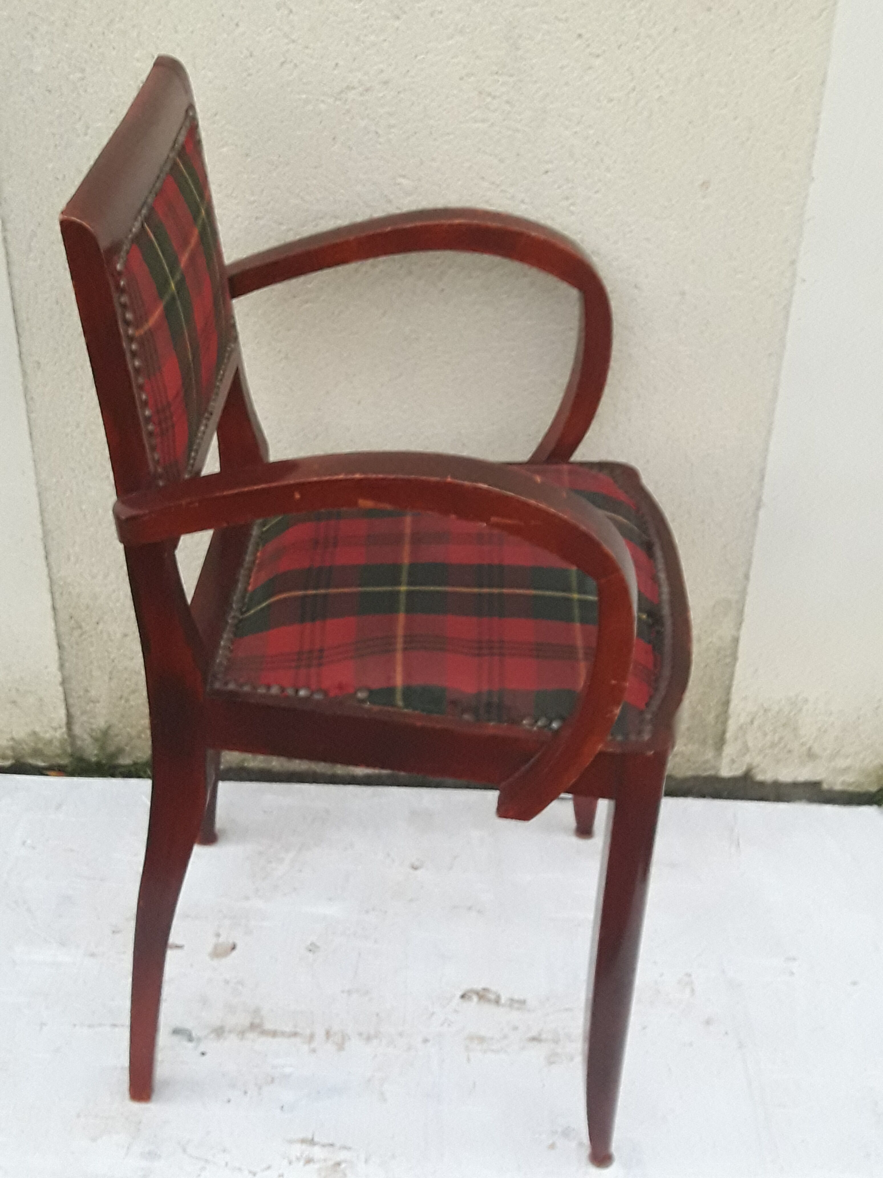 Bridge chair in Scottish check fabric