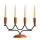 Chandelier Candelabre Mid-Century en Teck et Métal Noir – Design Danois