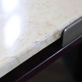 Roche Bobois Travertine and metal coffee table, 1980s