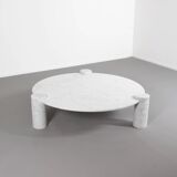 Large Impressive Carrara Marble Coffee Table Made in Italy, 1970s