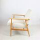 Armchair 'Lis', 1970s, white boucle, design by Henryk Lis - light wood
