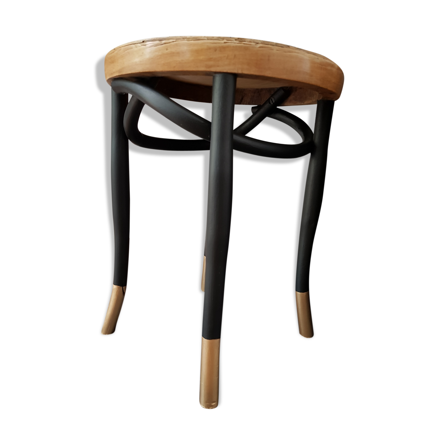 Authentic curved wooden thonet stool pattern flowers