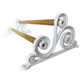 Ancien porte serviettes en fonte émaillée style art déco