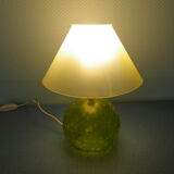 2 lampes à poser "Waths", pieds en verre, parme et citron