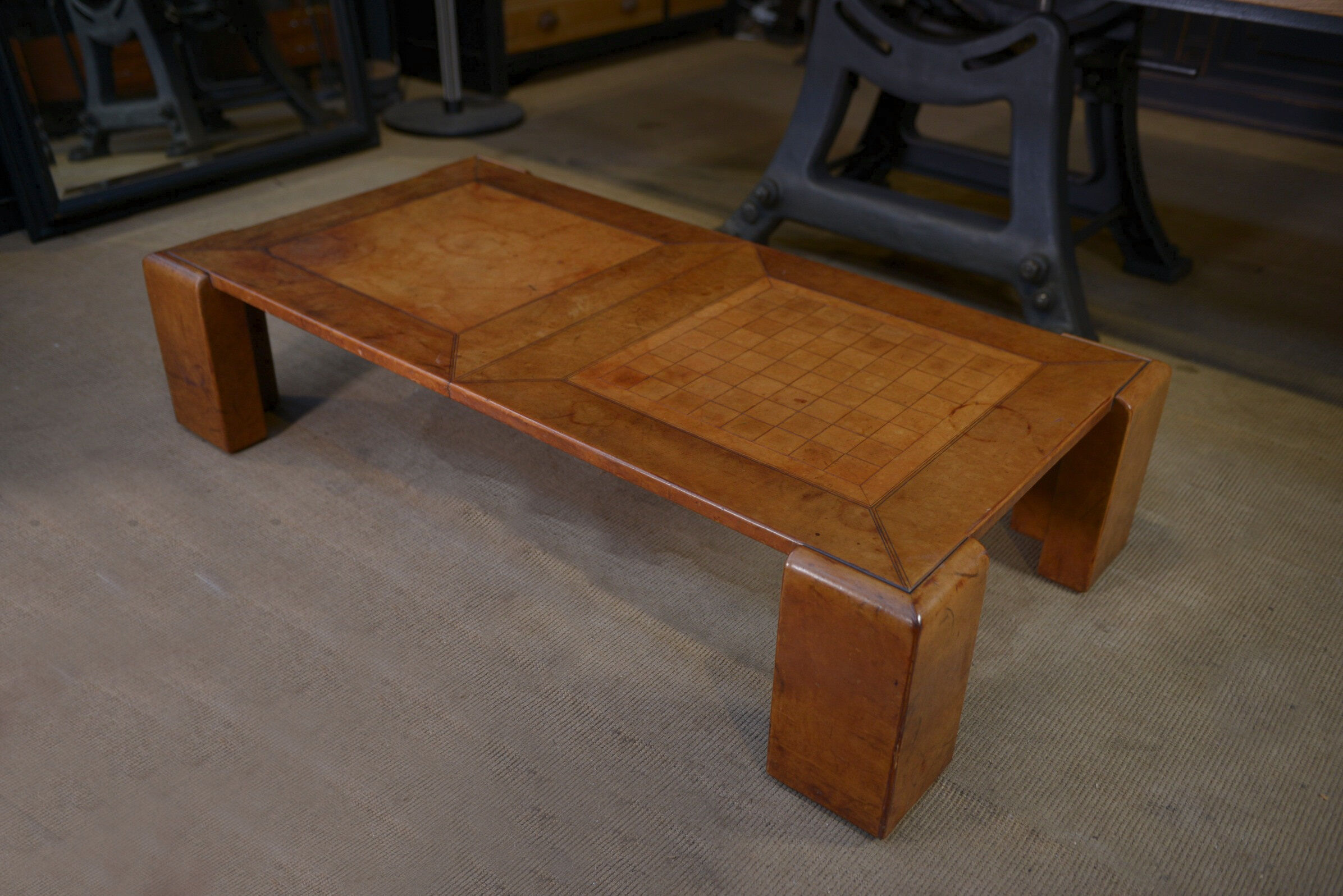Leather coffee table 1970 " checkers "