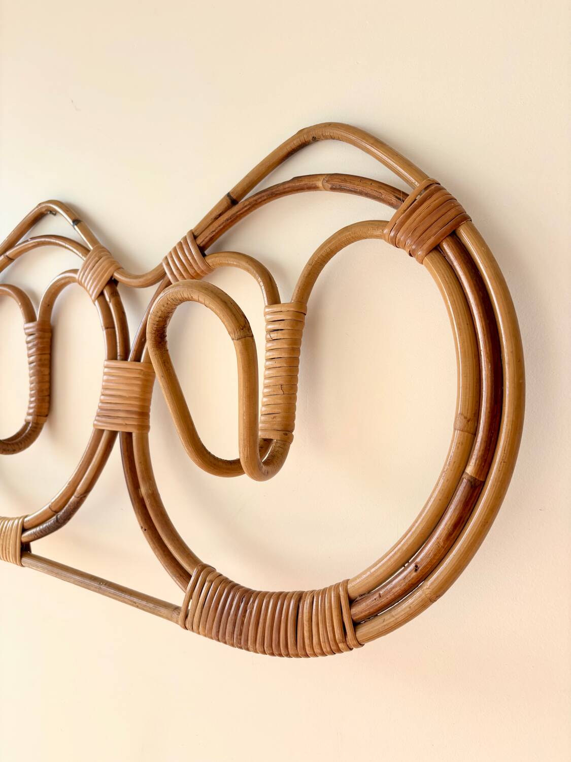 Wall-mounted rattan coat rack by Franco Albini, 1960