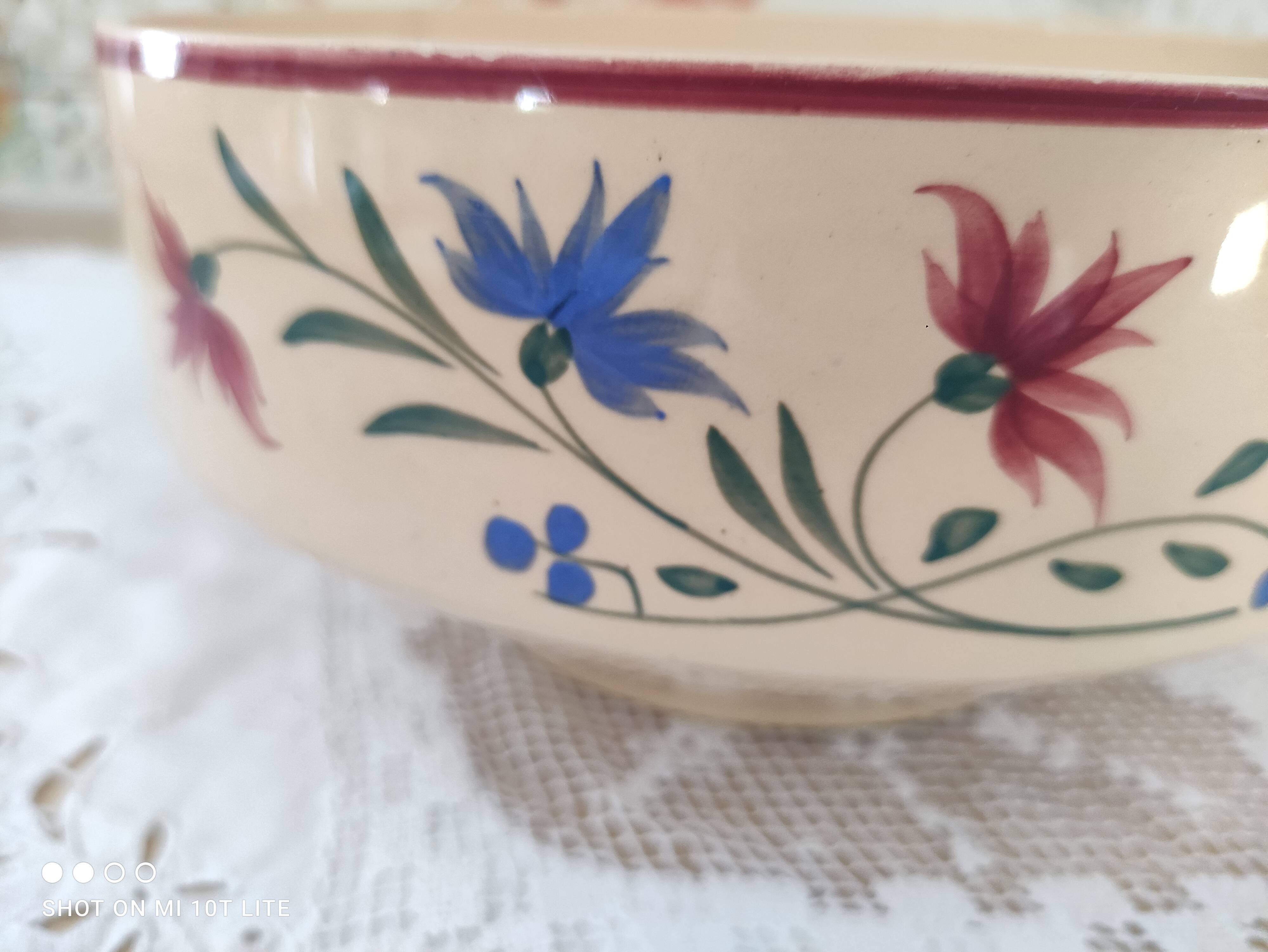 Salad bowl 30s earthenware K&G Lunéville model Denise