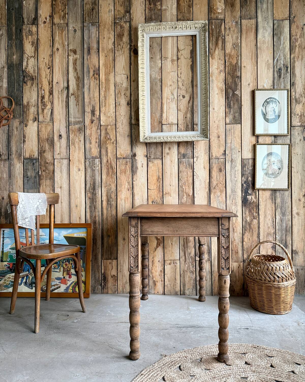 Antique table with turned legs (renovated)