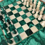 Malachite and ebony chess set