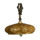 Orange ochre coloured antique glass hanging lamp
