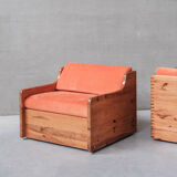 Pair of mid-century pine armchairs