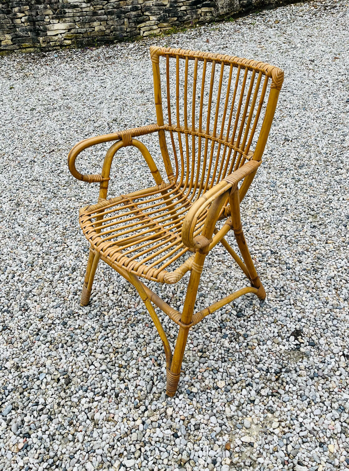 Original vintage rattan armchair