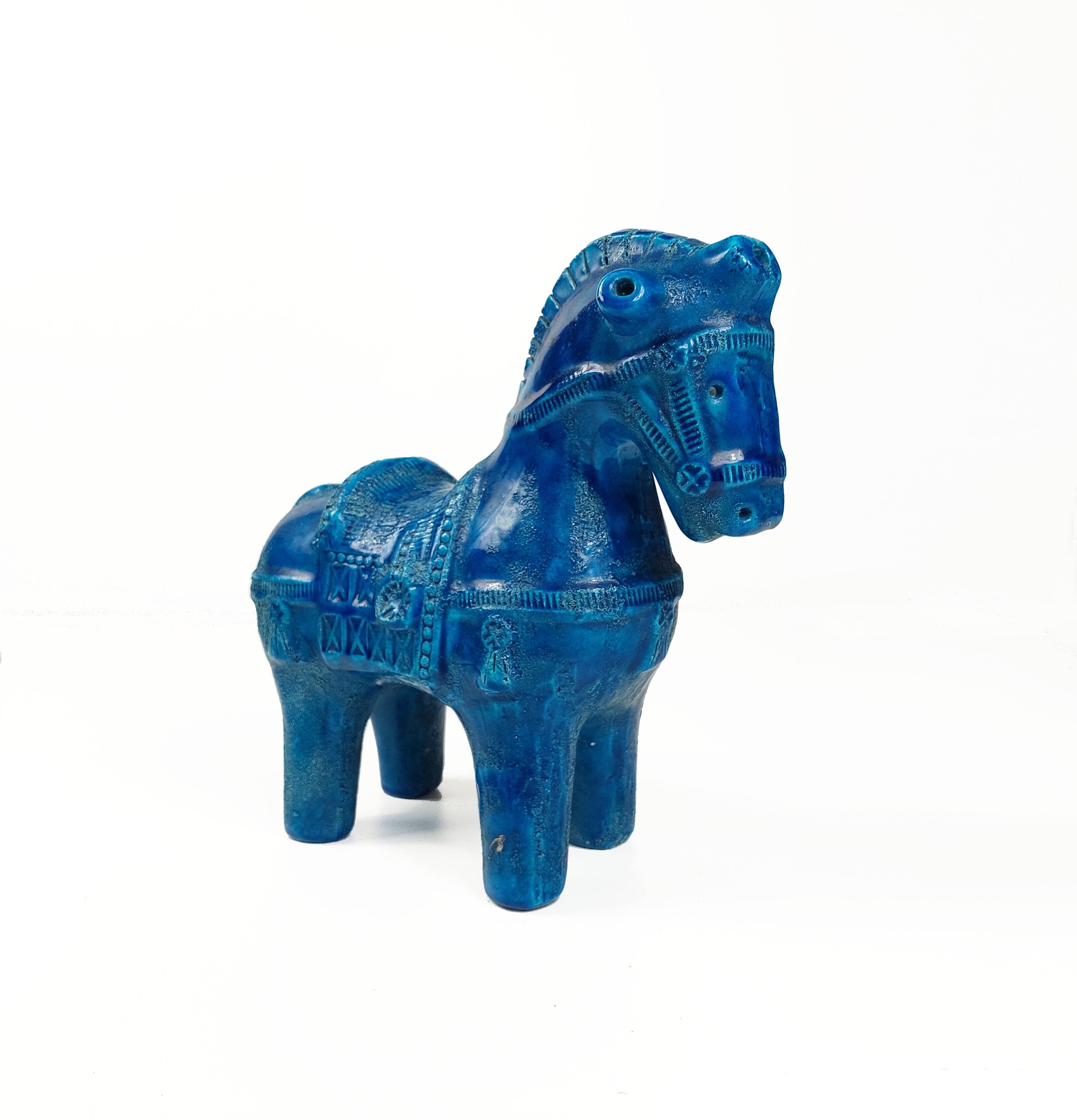 Cheval en céramique en Rimini blue par Aldo Londi