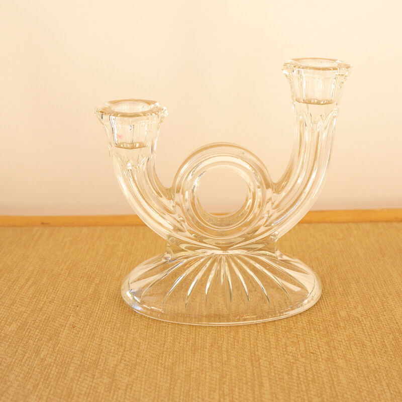 Transparent glass candle holder