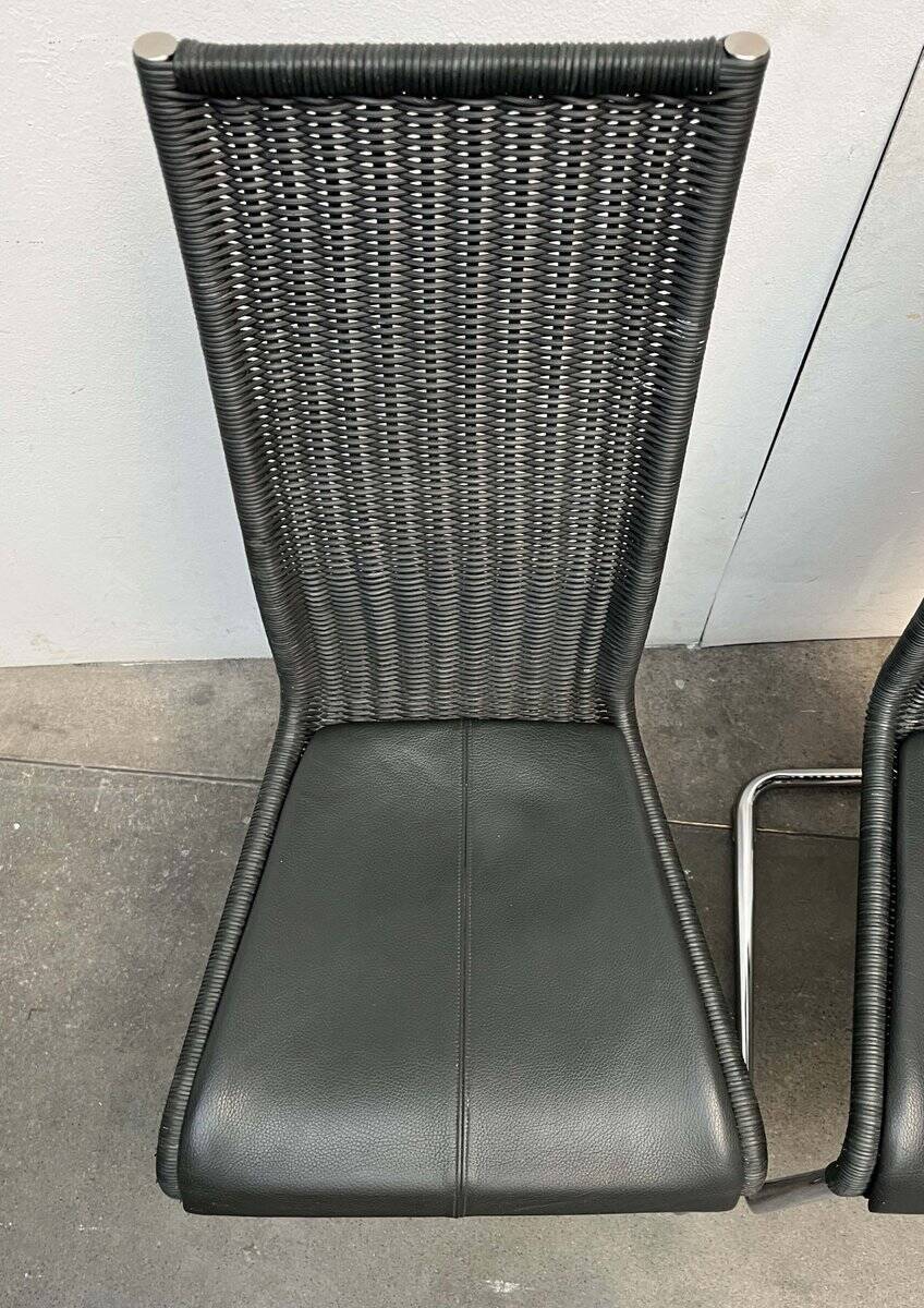 Grey German cantilever chairs B25 with leather cushions from Tecta, set of 4.