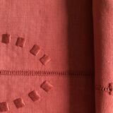 Old linen and cotton sheet in brick red