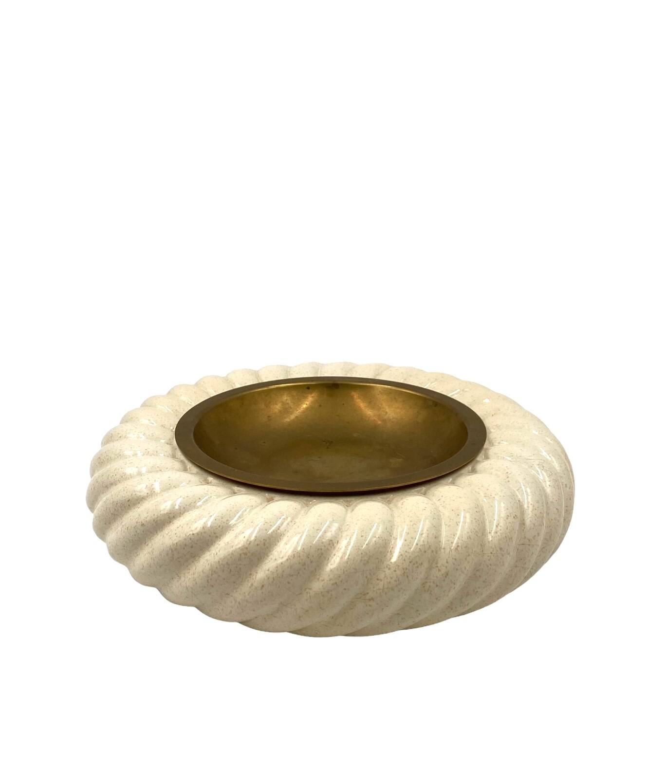 Tommaso Barbi, cream ceramic ashtray / vide poche, B Ceramiche, ca. 1970