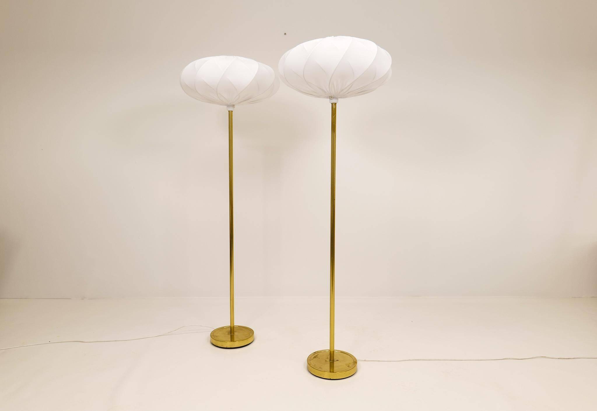 Modern Scandinavian floor lamps in brass "ENCO", Sweden, 1970s