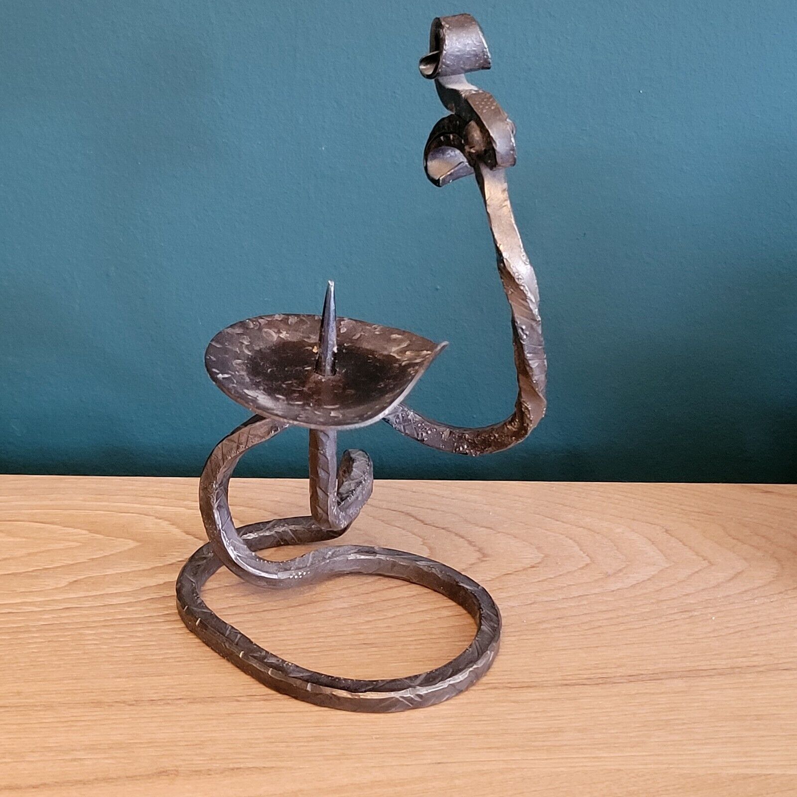 Brutalist wrought iron candle holder brutal art