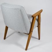 Vintage armchair model 366, fully renovated, designed by J. Chierowski, blue-grey fabric, teak wood