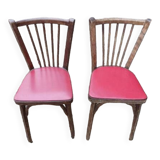 Chaises bistrot baumann bois et simili cuir rouge