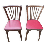 Chaises bistrot baumann bois et simili cuir rouge