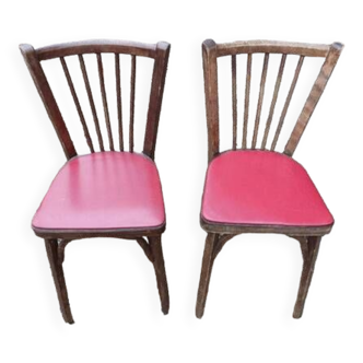 Chaises bistrot baumann bois et simili cuir rouge