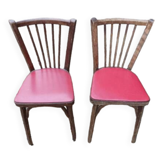 Baumann bistrot chairs wood and red imitation leather