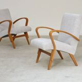 Pair of restored armchairs in large bouclette by Frantisek Jirak for Tatra 1960