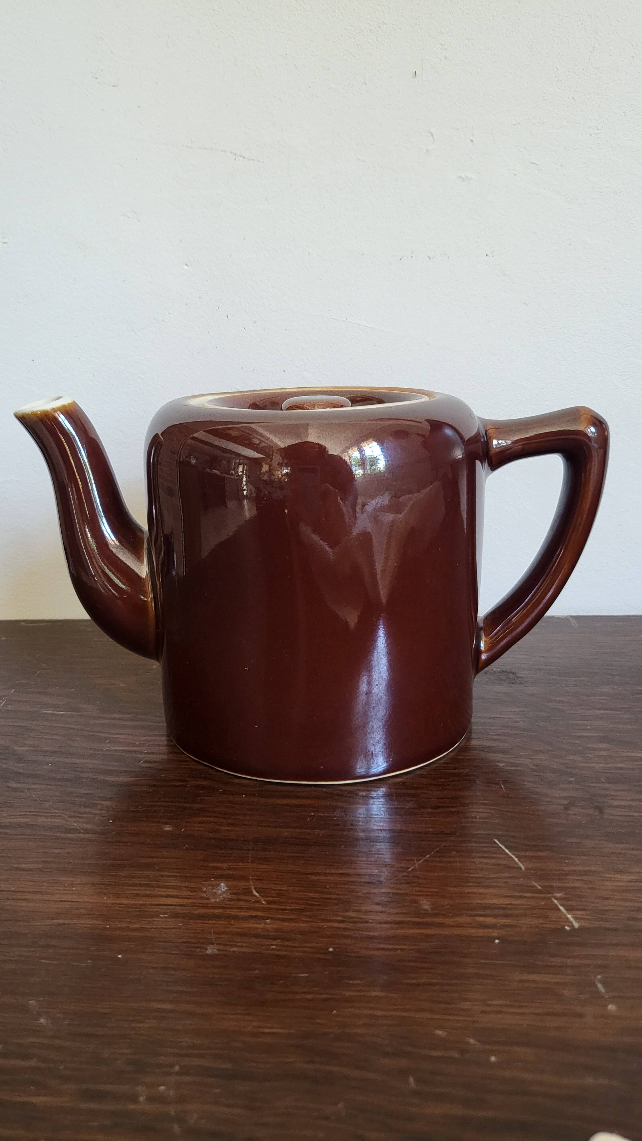 Vintage brown ceramic teapot