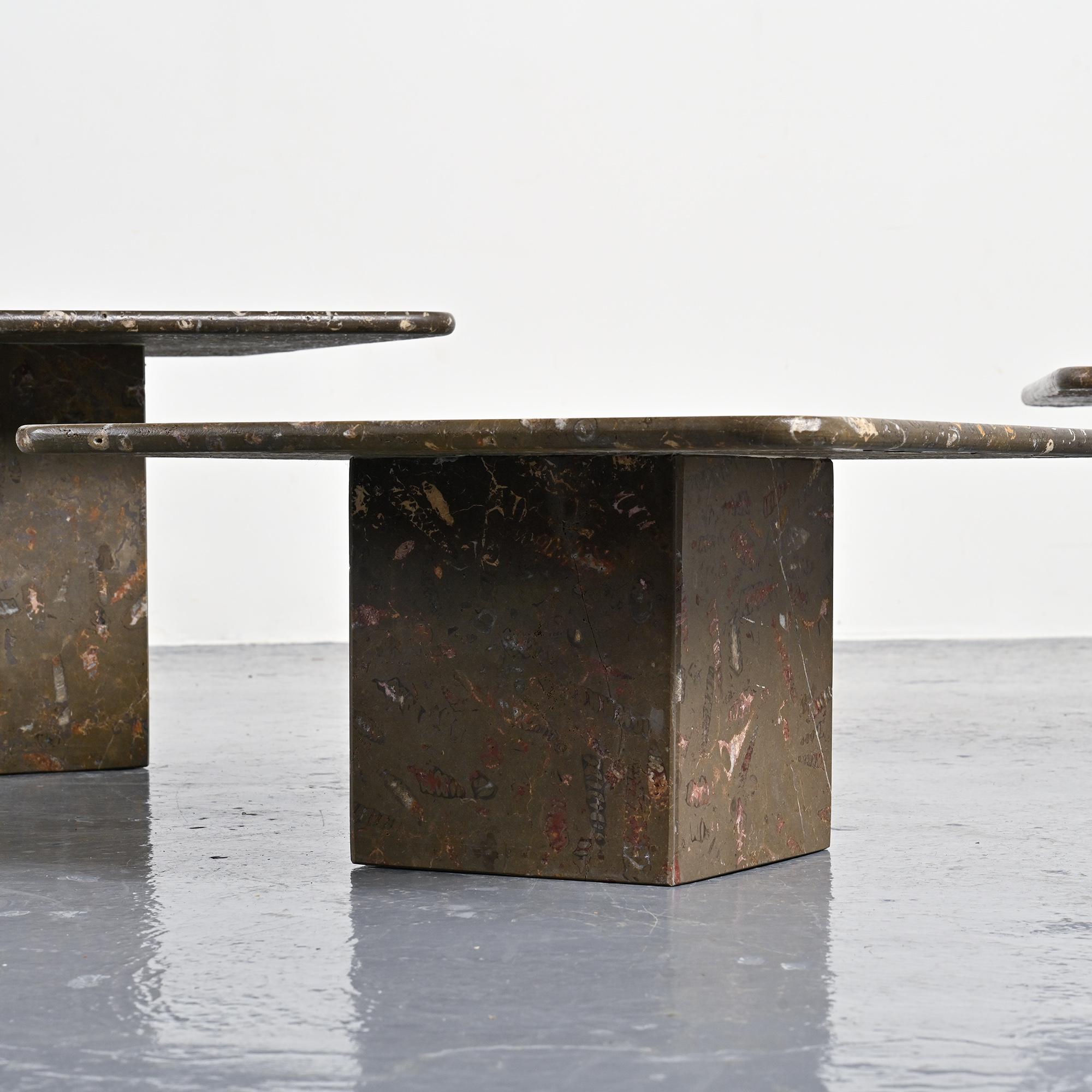 Set of three nesting tables "Fossil", Switzerland, circa 1970