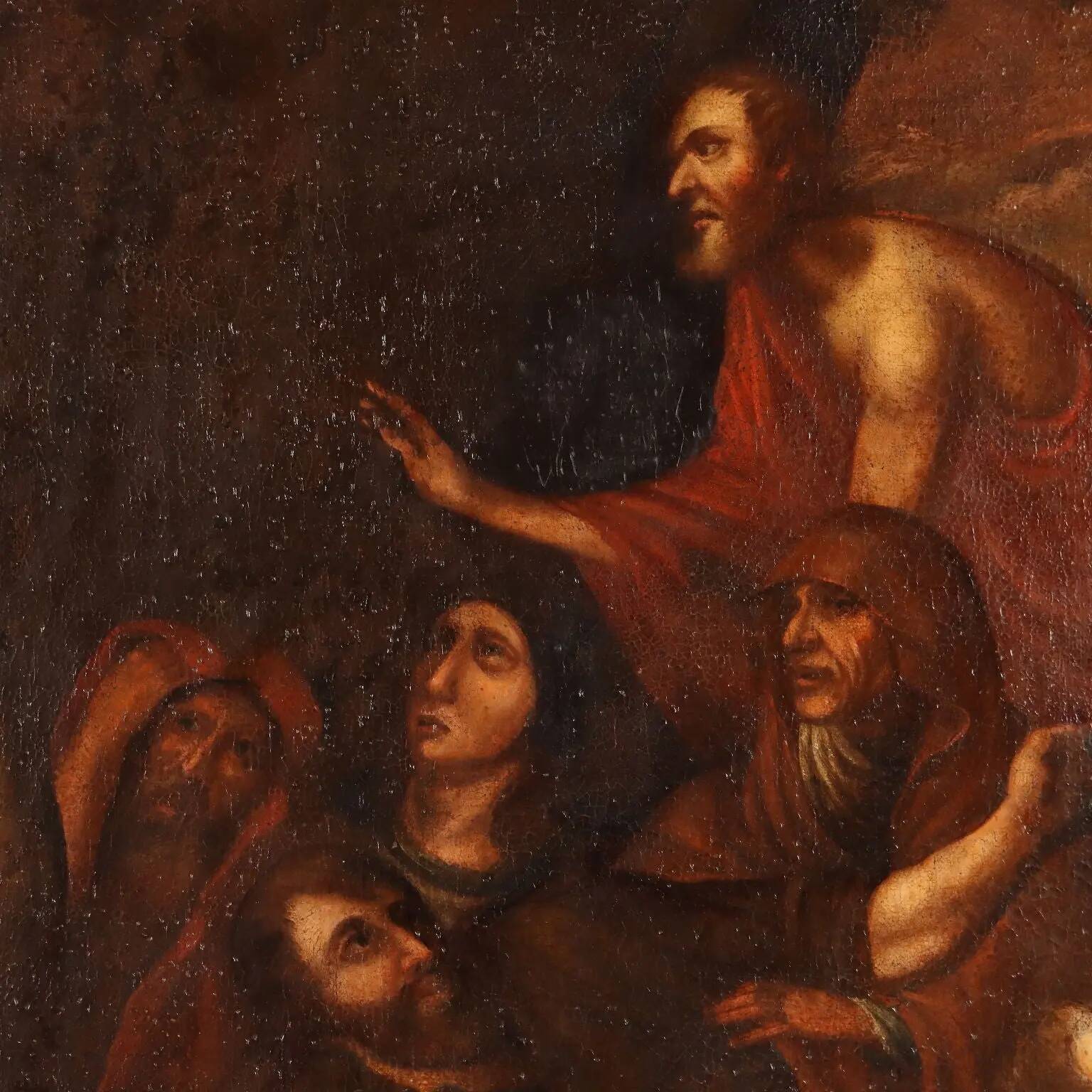 Ancient painting "Moses Brings Forth Water from the Rock" 17th century