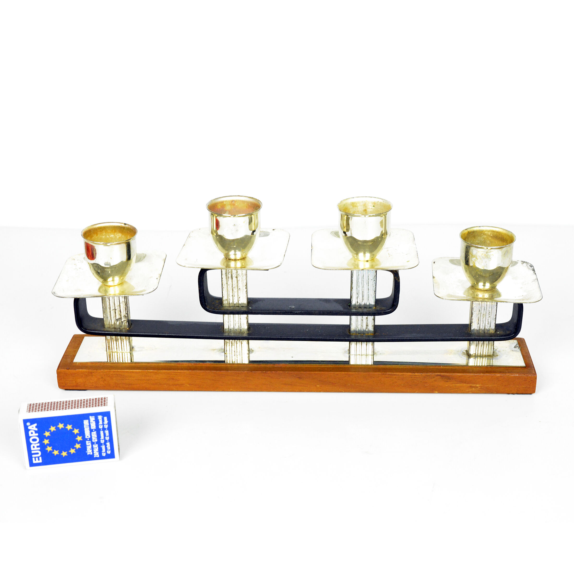 1930s art deco teak candlestick, Austria