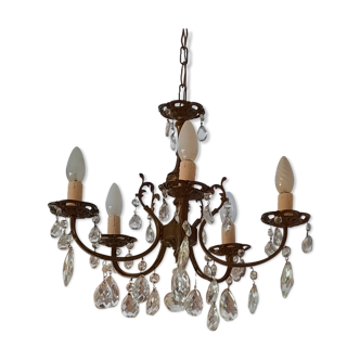 Crystal and bronze chandelier